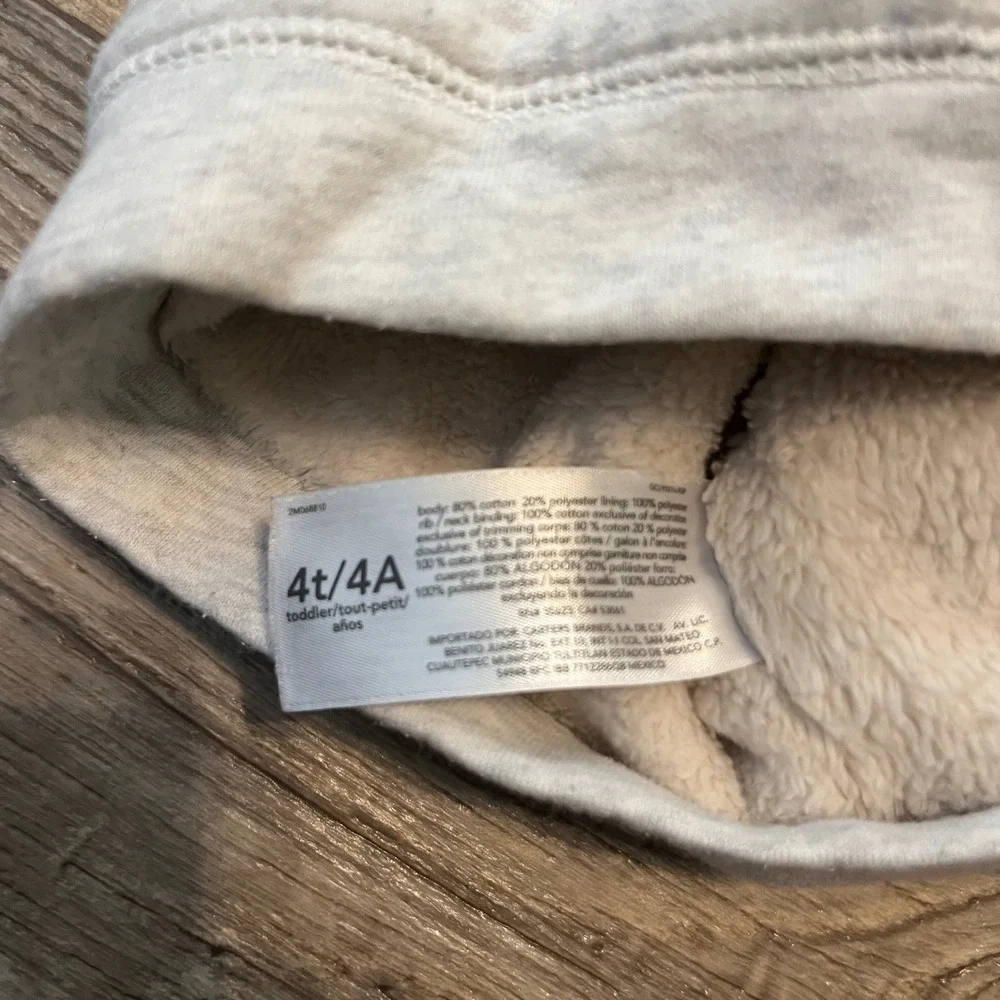 Carters Toddler‎ Boys Girls Gray Sherpa Lined Zip Up Hoodie Jacket 4T 2M068810